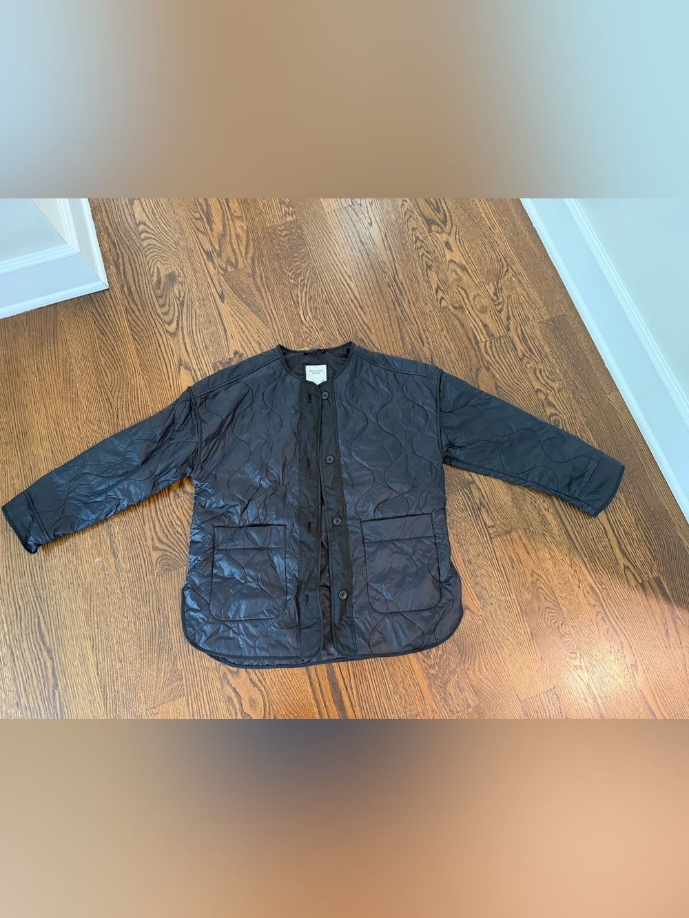 Abercrombie & Fitch Black Quilted Windbreaker